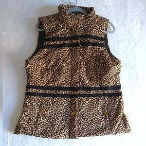 Classy Animal / Leopard Tan/Brown Print Quilted Puffer Vest Xl by Dizzy Lizzy